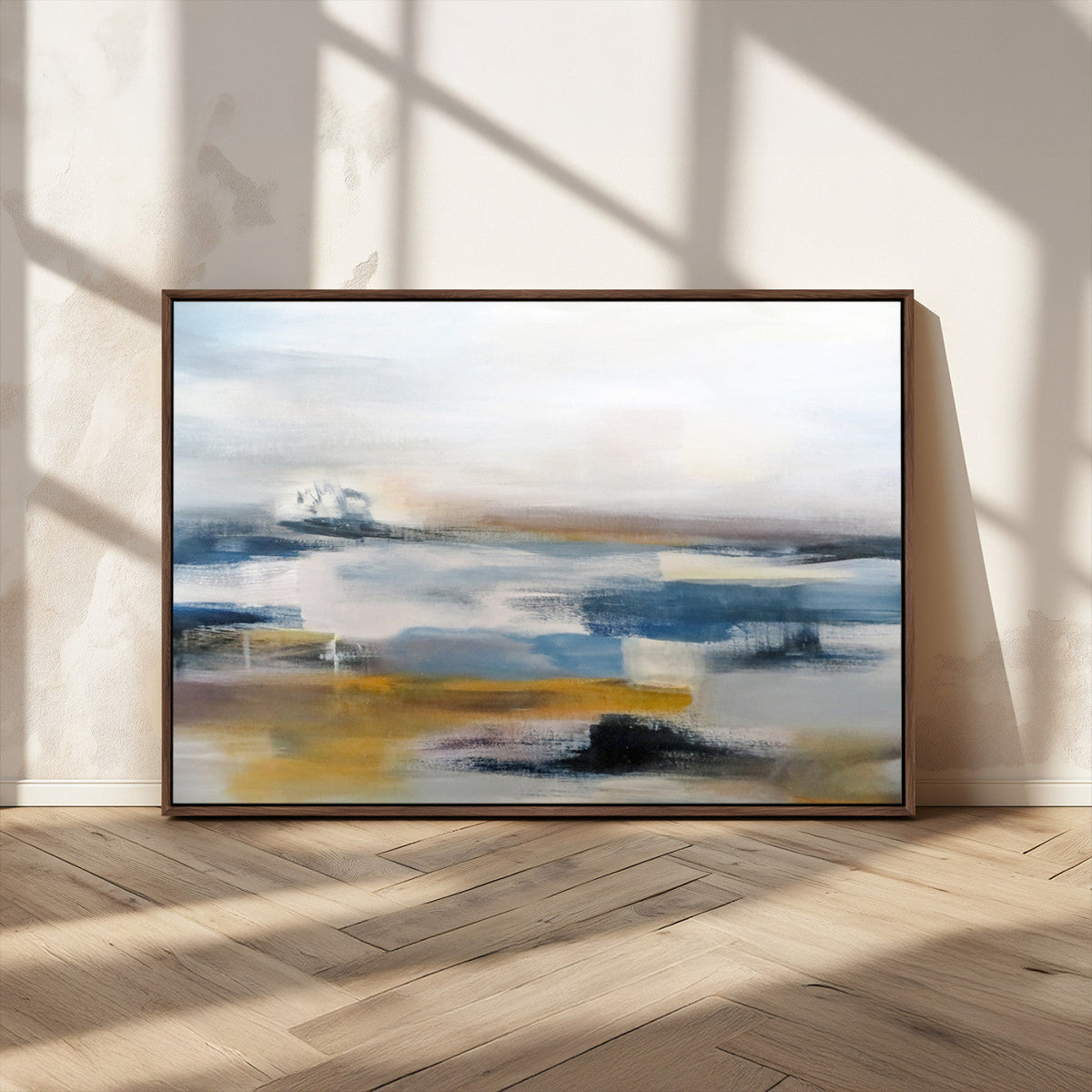 Abstract Landscape Wall Art Canvas | 3 Panel Modern Blue,