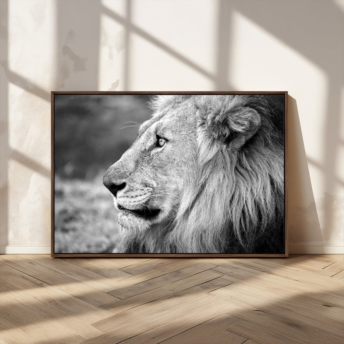 Lion Wall Art Canvas Print – Framed Majestic Wildlife