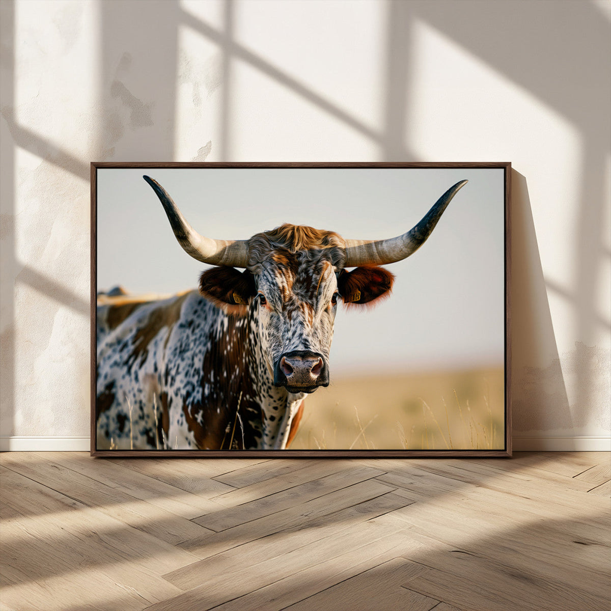 Texas Bull Longhorn Wall Art Canvas Print for Farm House