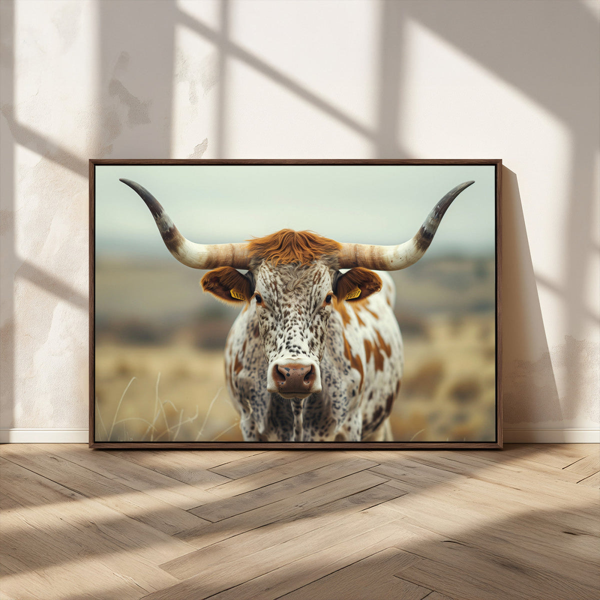 Texas Cow Longhorn Wall Art Canvas Print for Farm House Wall