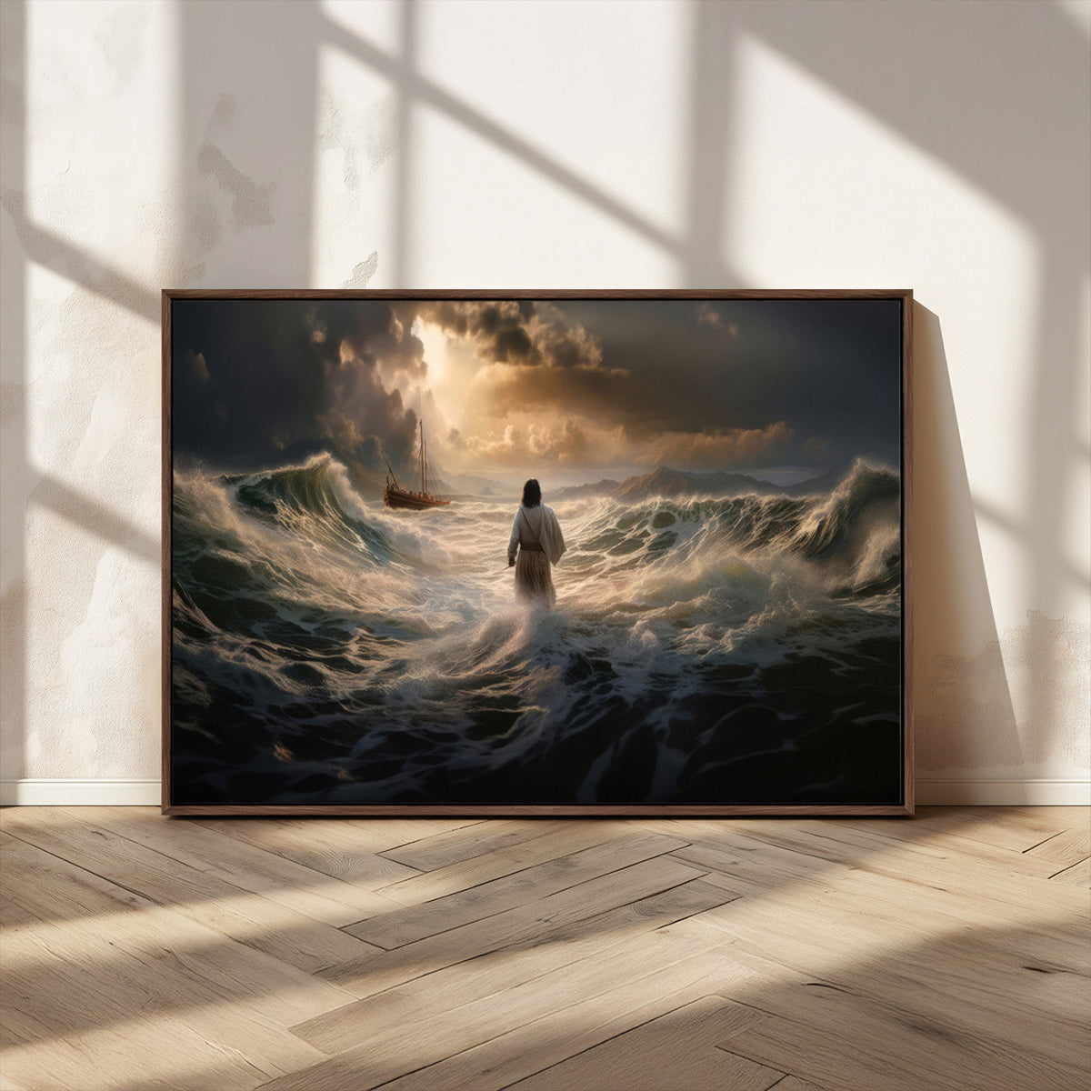 Jesus Walking on Water Wall Art Canvas Print - Religious