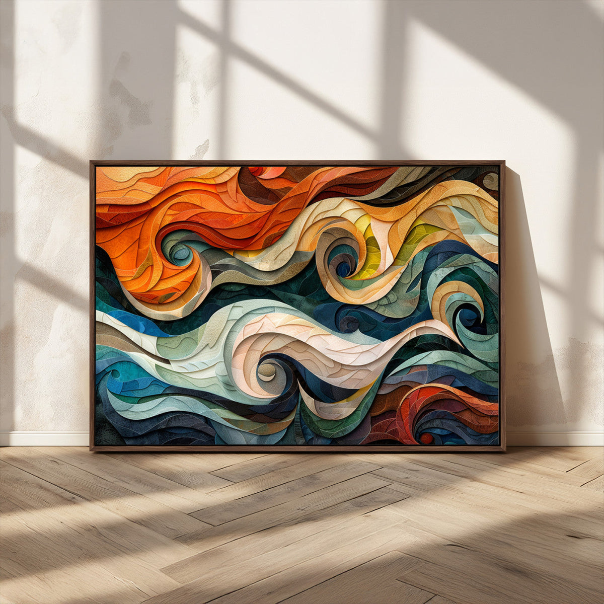 Abstract Wave Wall Art | Ready to Hang Framed Canvas Print |