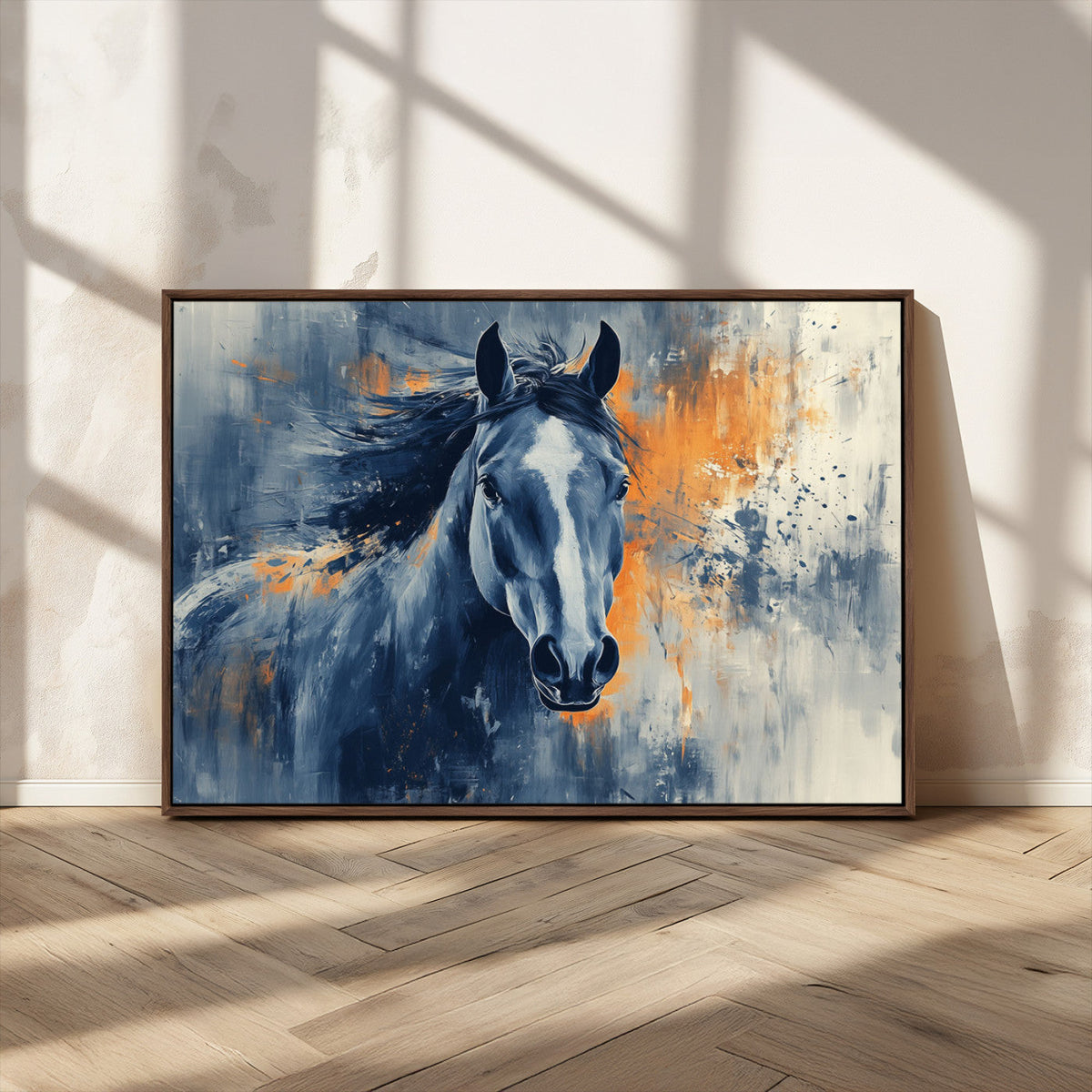 Abstract Blue Horse Wall Art Print Canvas | Horse Wall Art