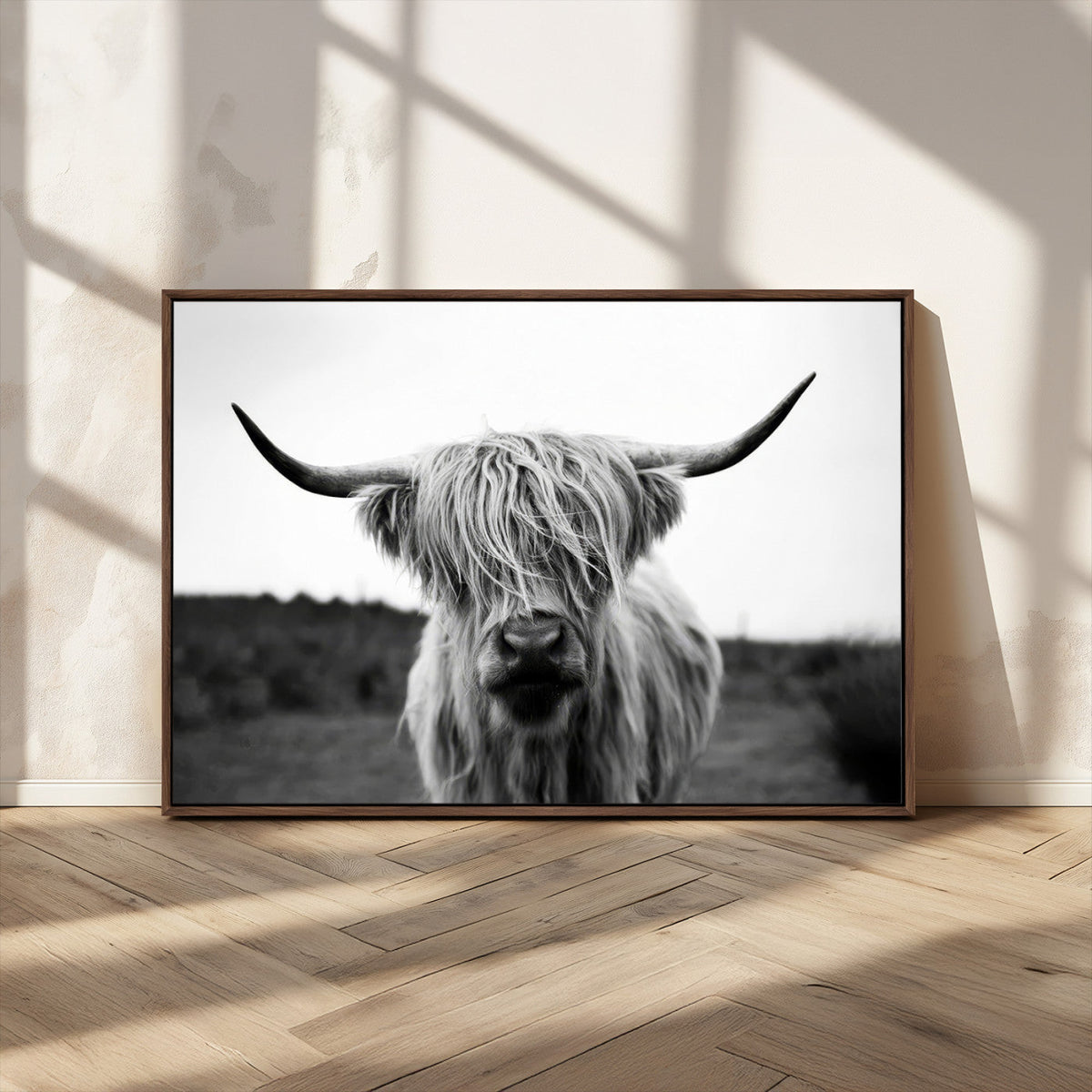 Highland Cow Wall Art | Black and White Farmhouse Decor |