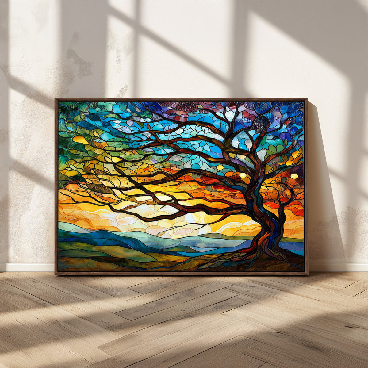 Vibrant Mosaic Tree of Life Wall Art | Stained Glass Style