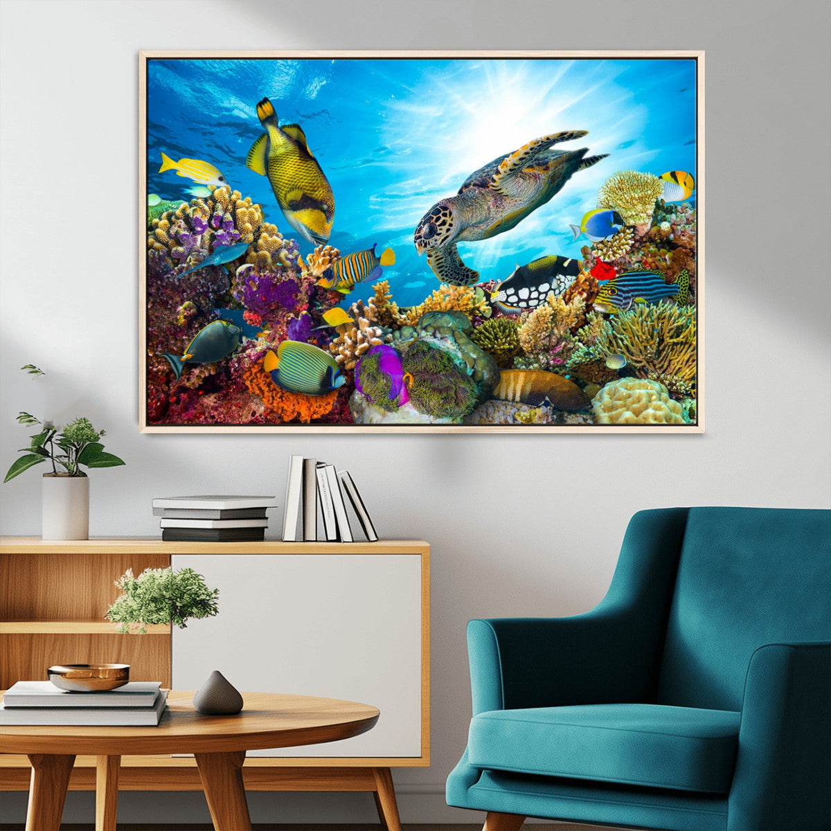 Aquatic Life Sea Turtles Fish Wall Art Canvas Print