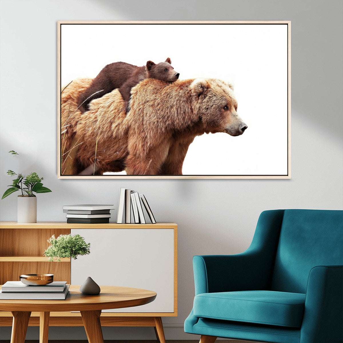 Mother and Baby Bear Canvas Wall Art - Adorable Wildlife