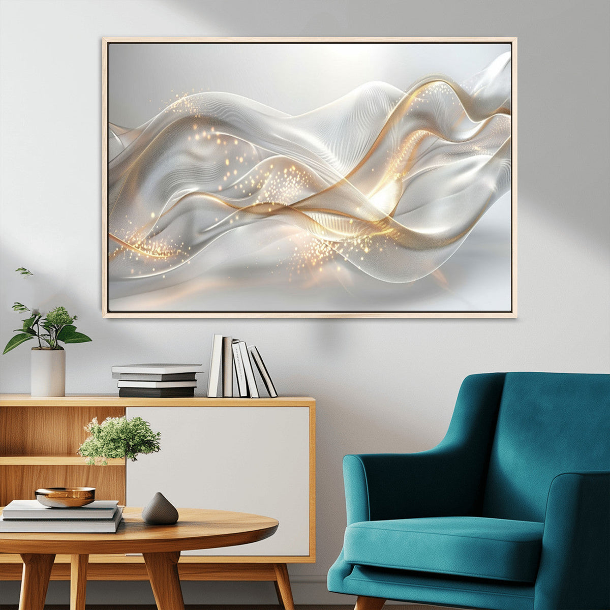 Abstract art Grey and Gold Lines Wall Art