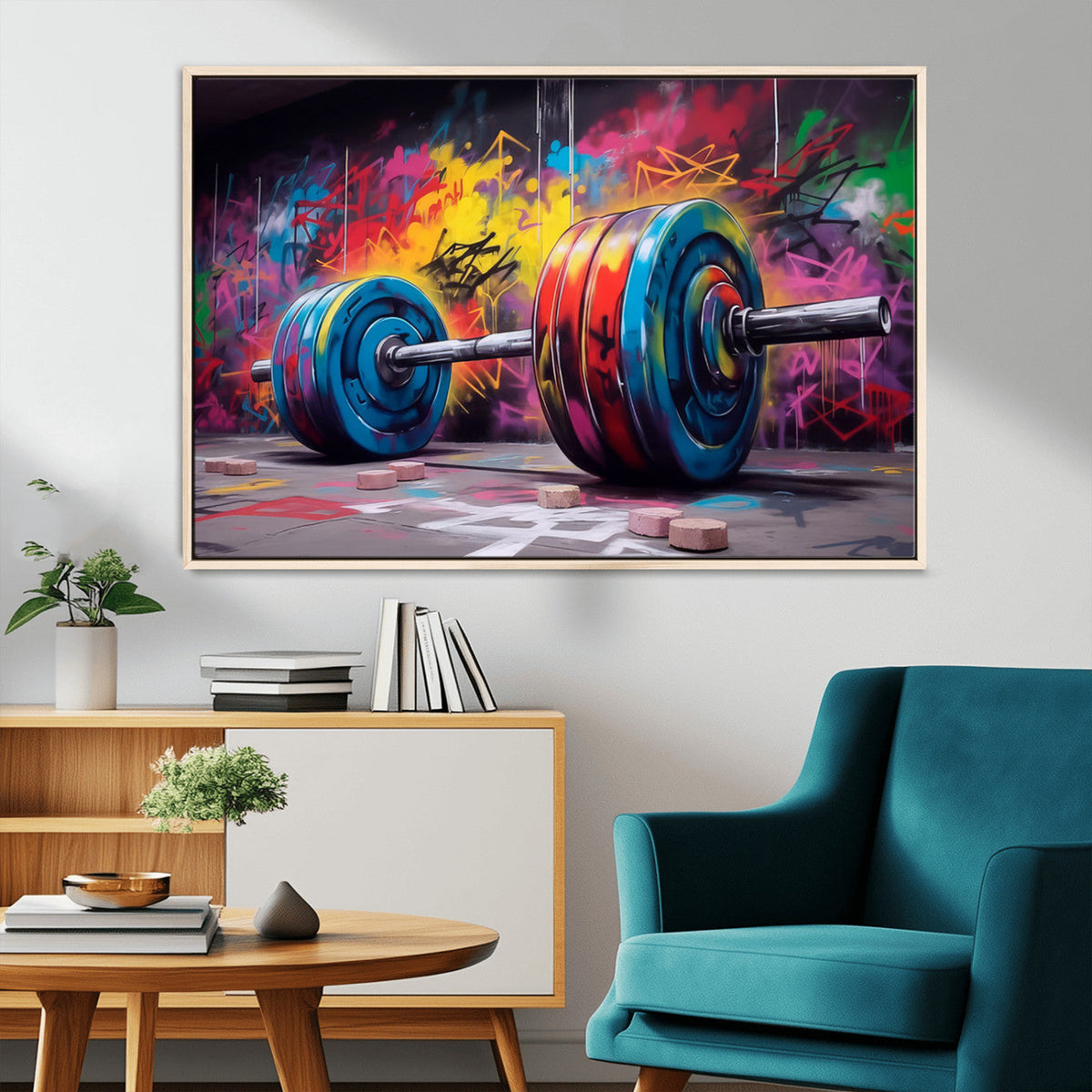 Abstract Graffiti Barbell Canvas Wall Art – Urban Fitness