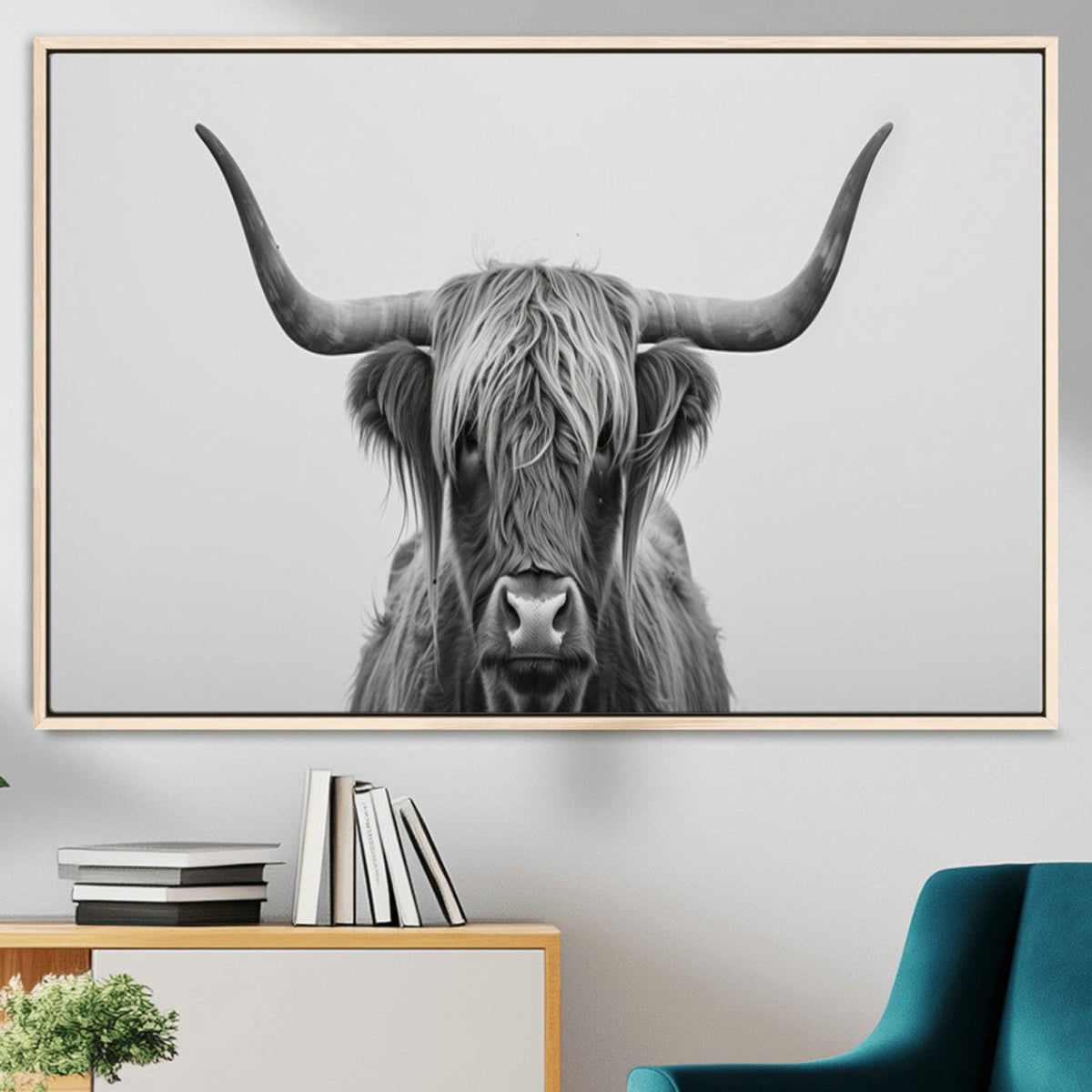 Farmhouse Longhorn Wall Art Canvas Print, Longhorn Texas