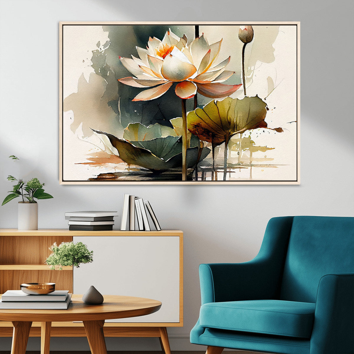 Lotus Flower Watercolor Canvas Print – A Symbol of Serenity