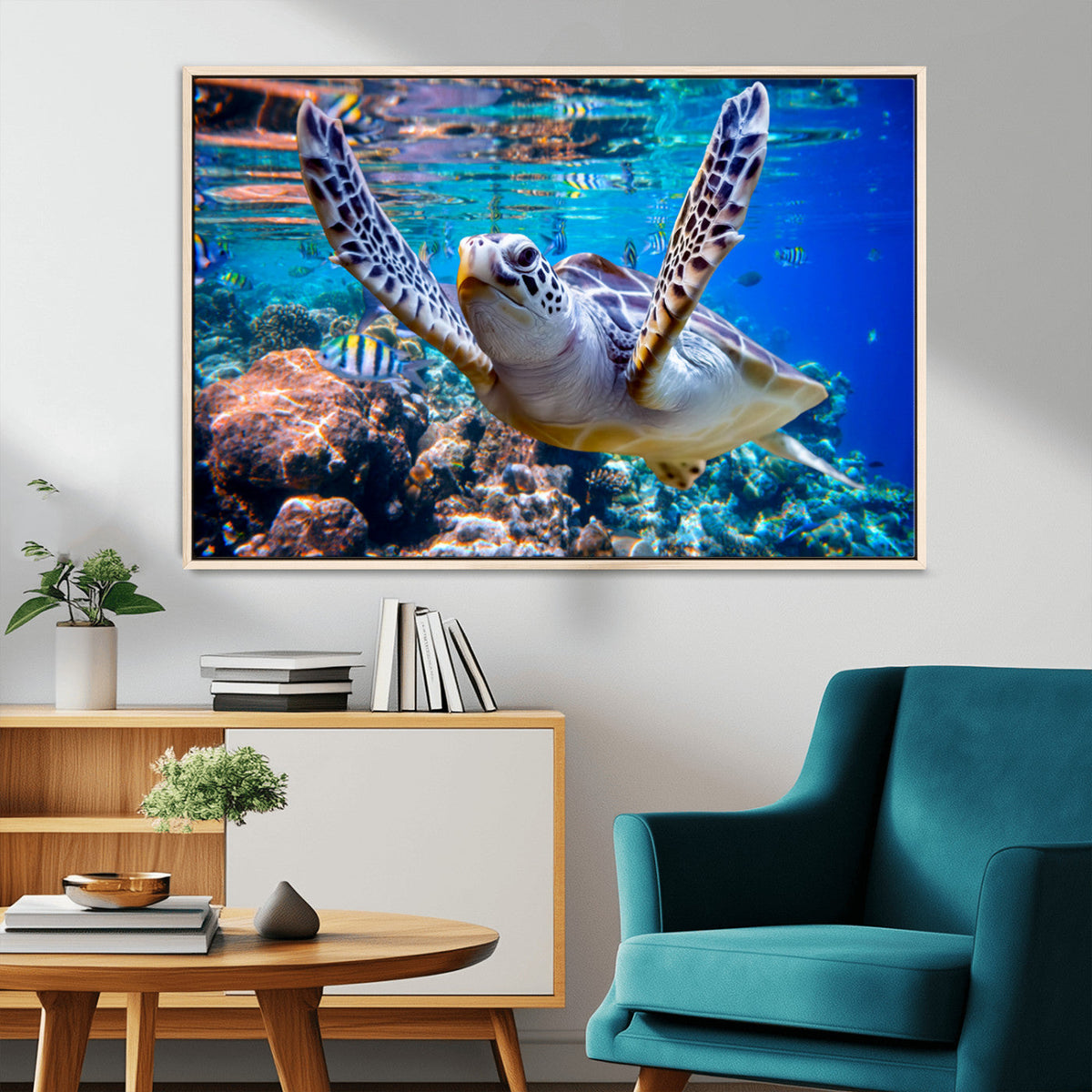 Underwater Sea Turtle Wall Art Canvas Print – Vibrant Ocean