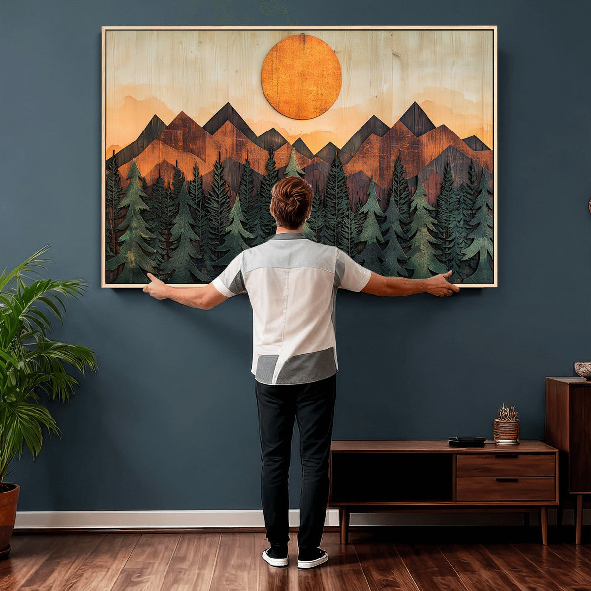 Sunset Mountain Landscape Canvas Wall Art Print - Nature