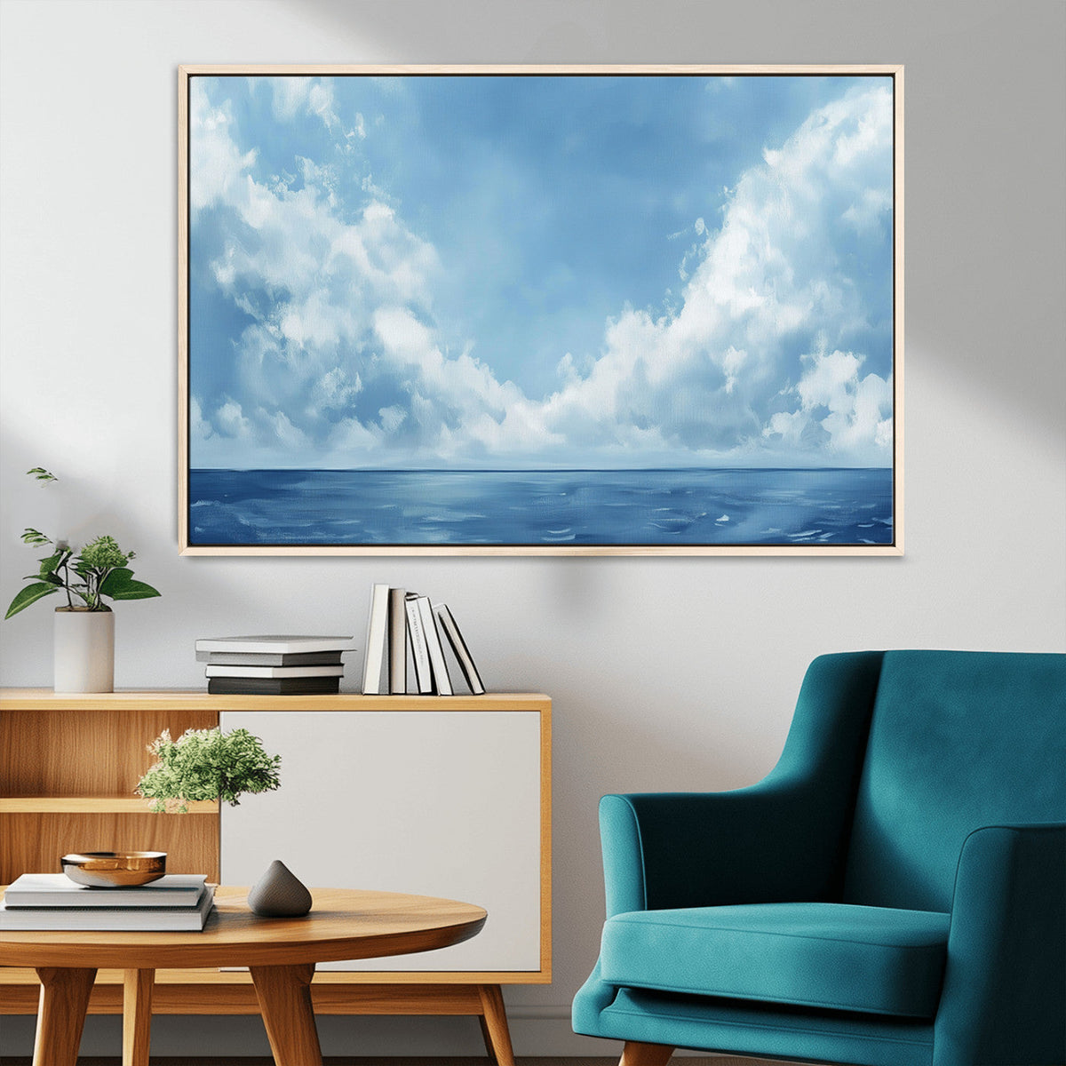 Abstract Ocean Print Artwork- Serene Blue Ocean Canvas Wall