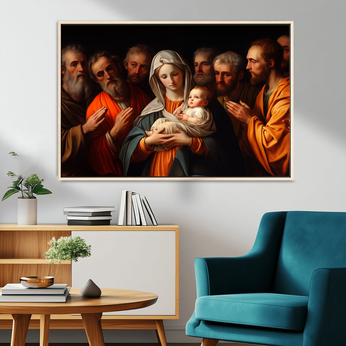 Religious Canvas Wall Art Print - Madonna and Child with