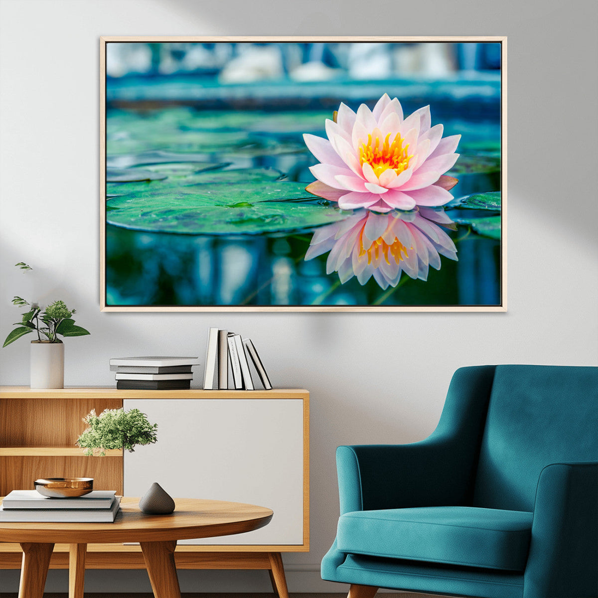 Lotus Flower Wall Art Canvas Print, Water Lily Large Wall