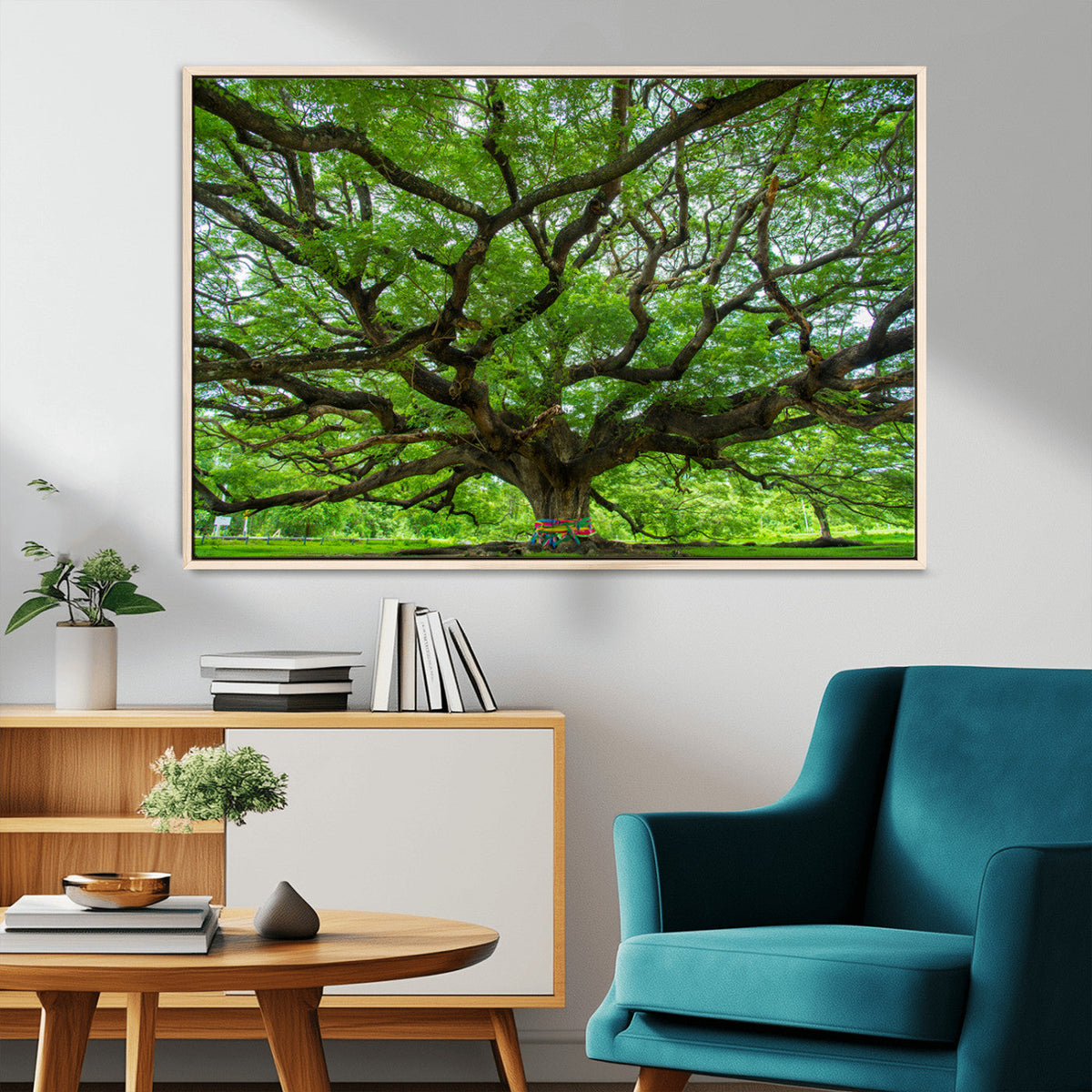 Oak Tree Wall Art Print, Forest Canvas Wall Art for Home and