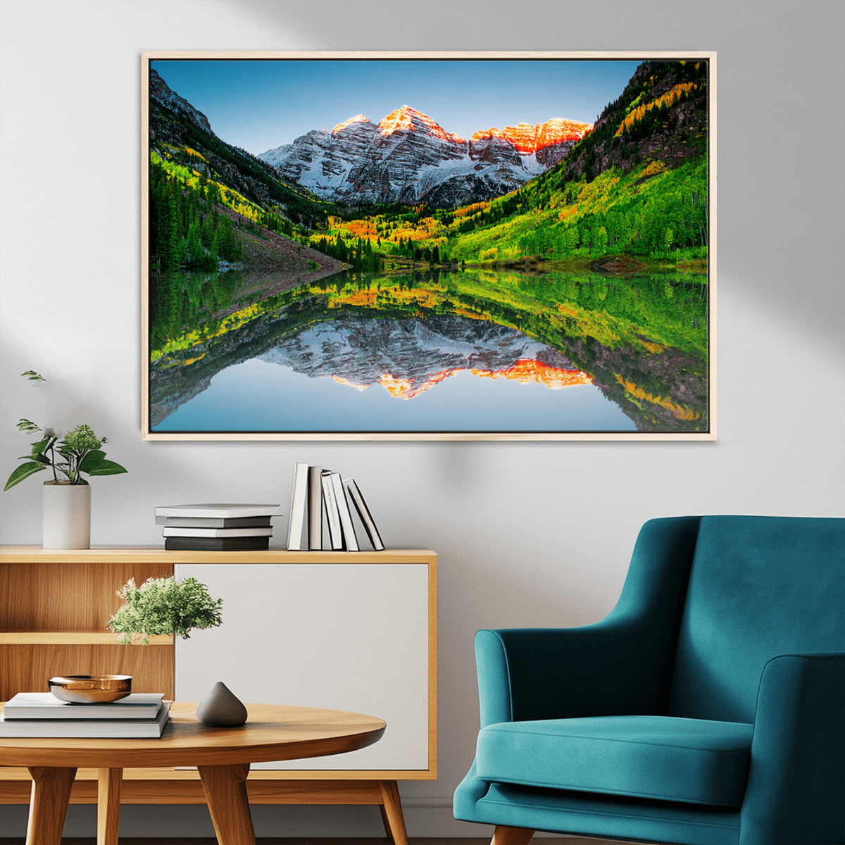 Maroon Bells Lake Wall Art Canvas Print – Framed Majestic