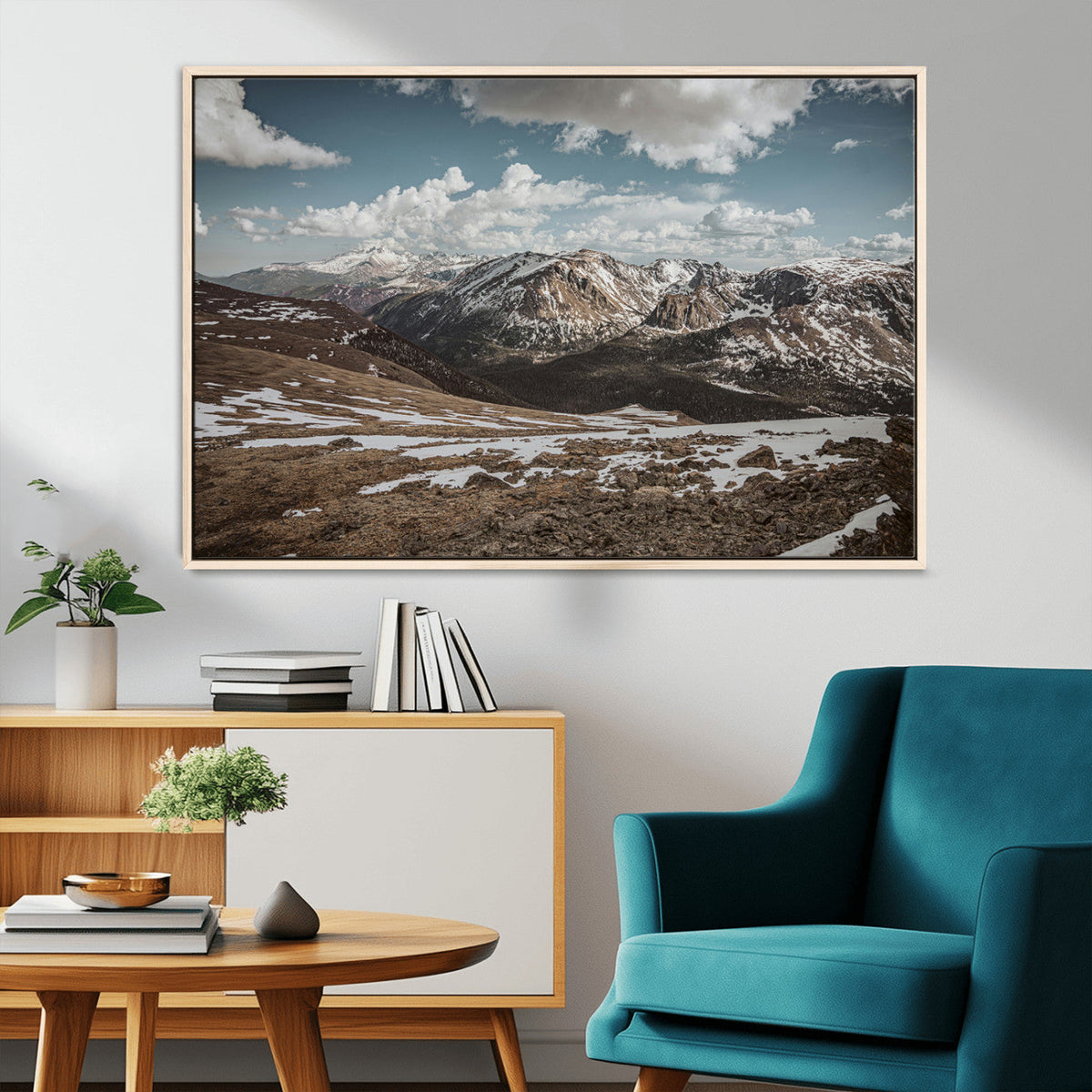 Mountain Landscape Wall Art Canvas Print – Framed Snowy