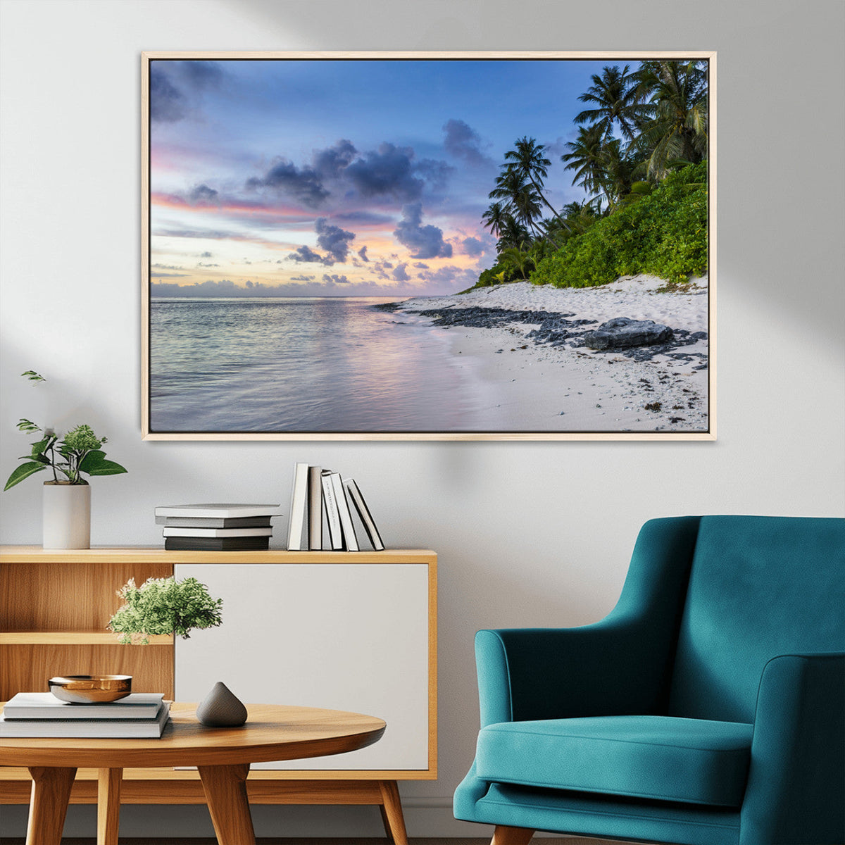Tropical Beach Wall Art Canvas Print – Framed Sunset Glow