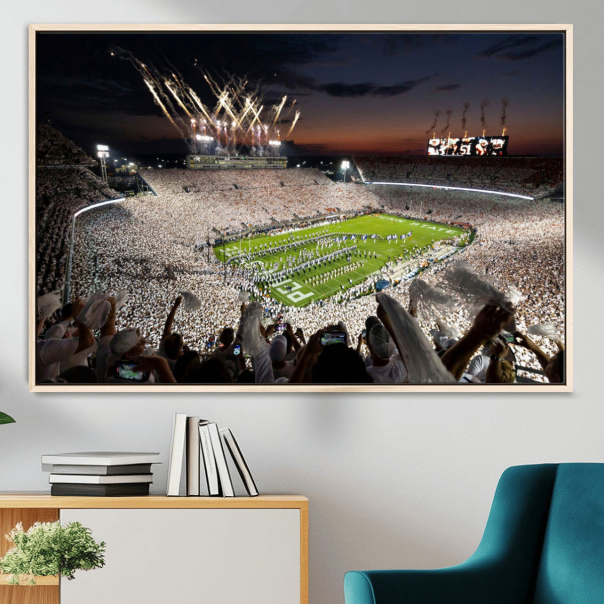 Penn State Stadium Wall Art – White Out Football Game Canvas