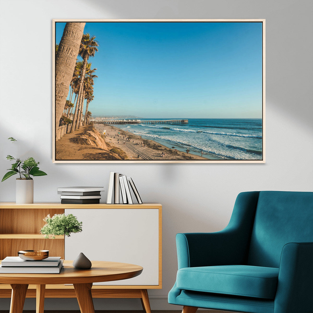 Scenic Beach Wall Art Canvas Print – Tall Palm Trees, Sandy