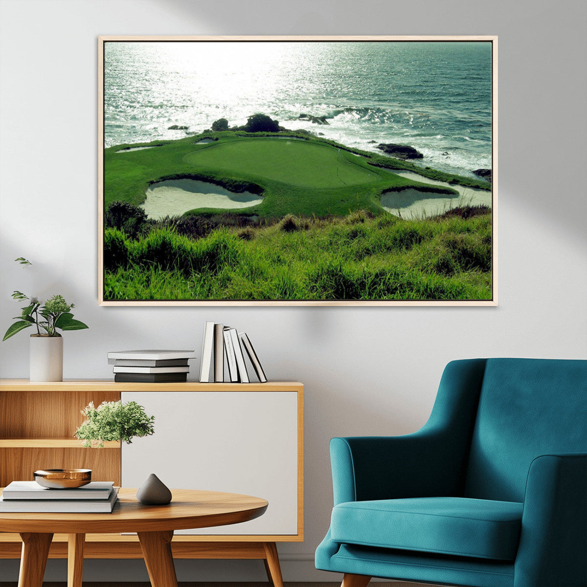 Coastal Golf Course Wall Art Canvas Print – Scenic Green