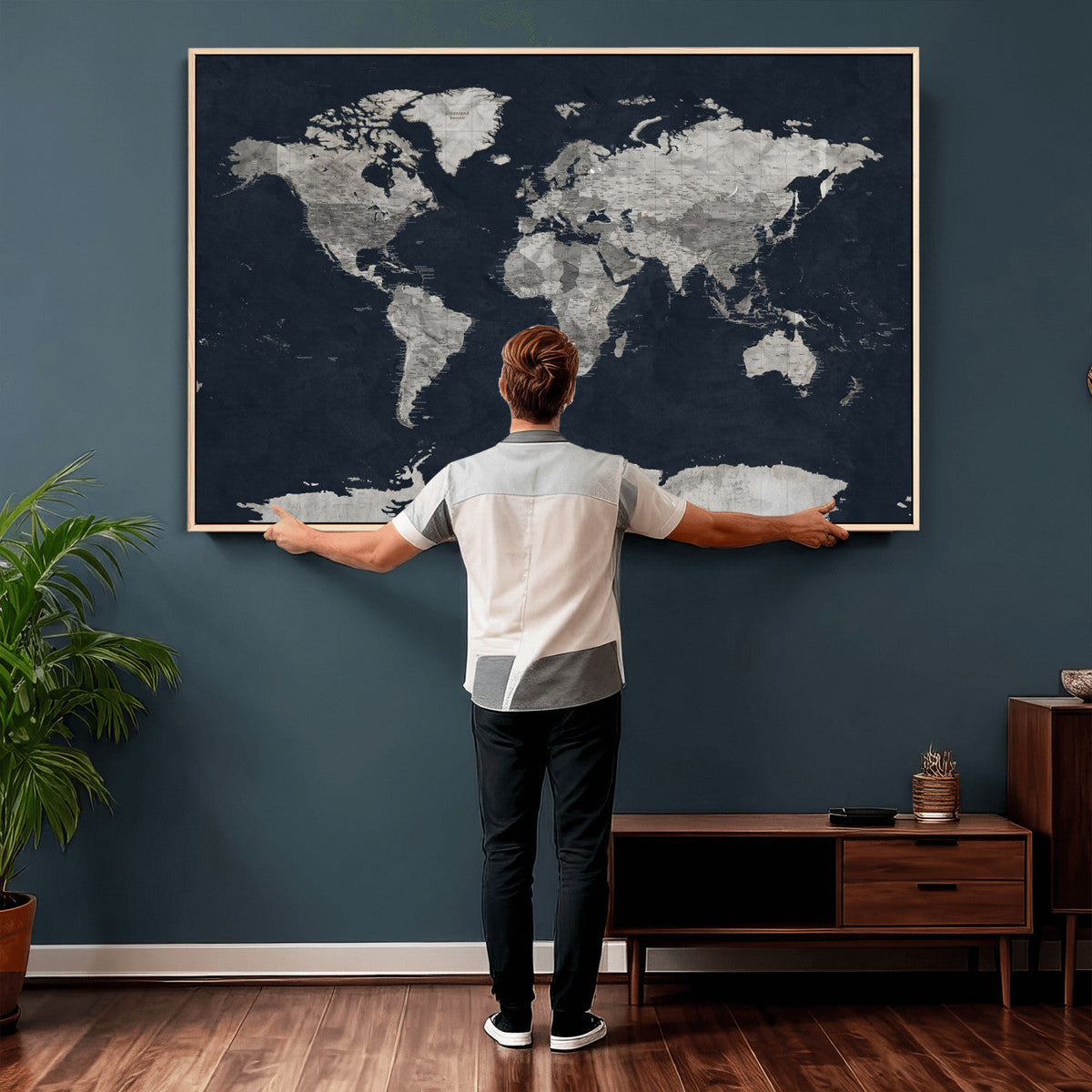 Colorful Watercolor World Map Canvas Print – Vibrant Framed