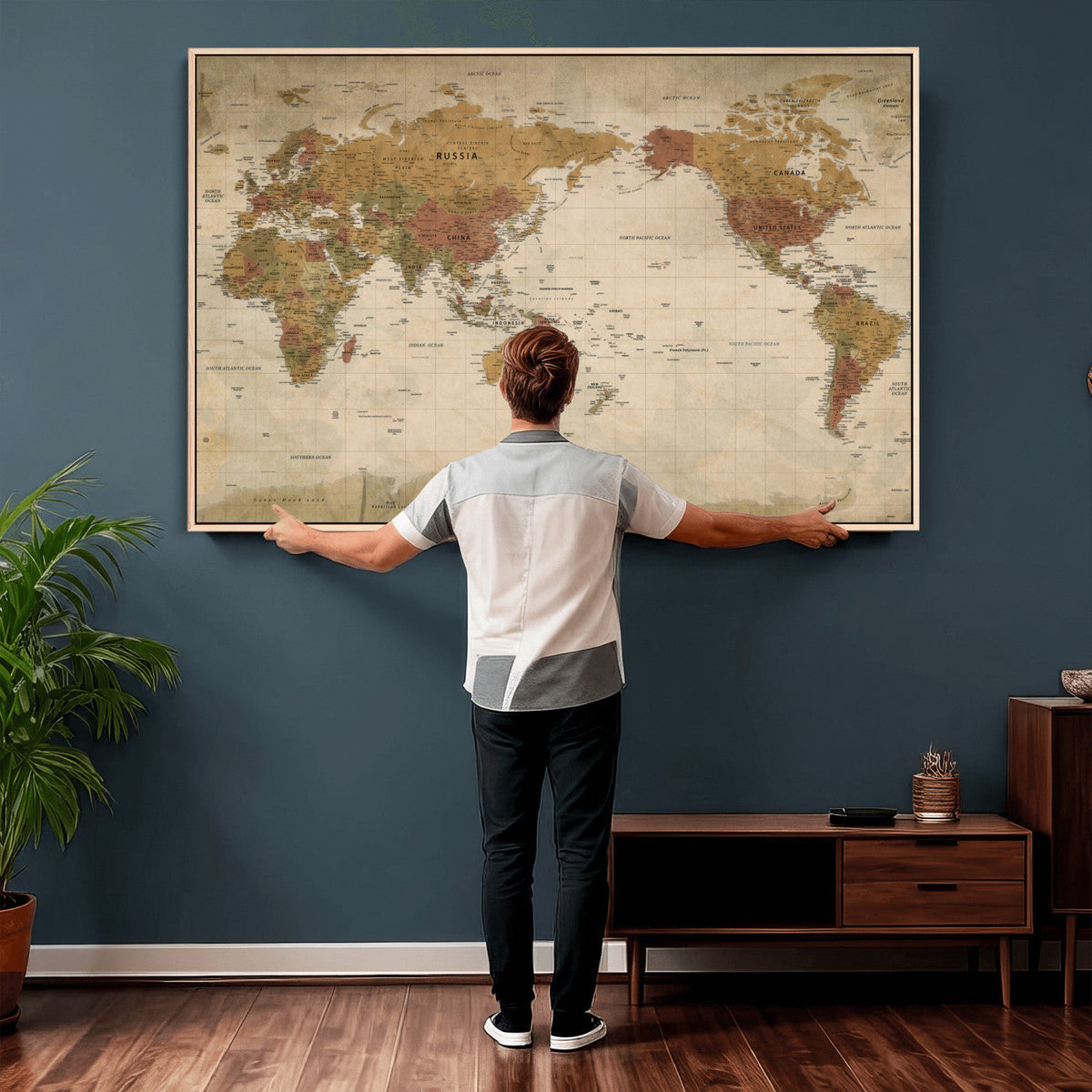 Vintage Detailed World Map Wall Art Canvas Print – Antique
