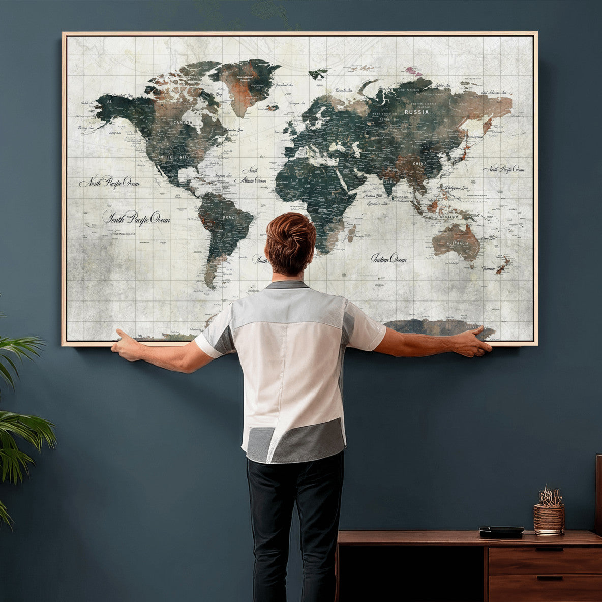World Map Canvas Print – Framed Travel Map Wall Art for