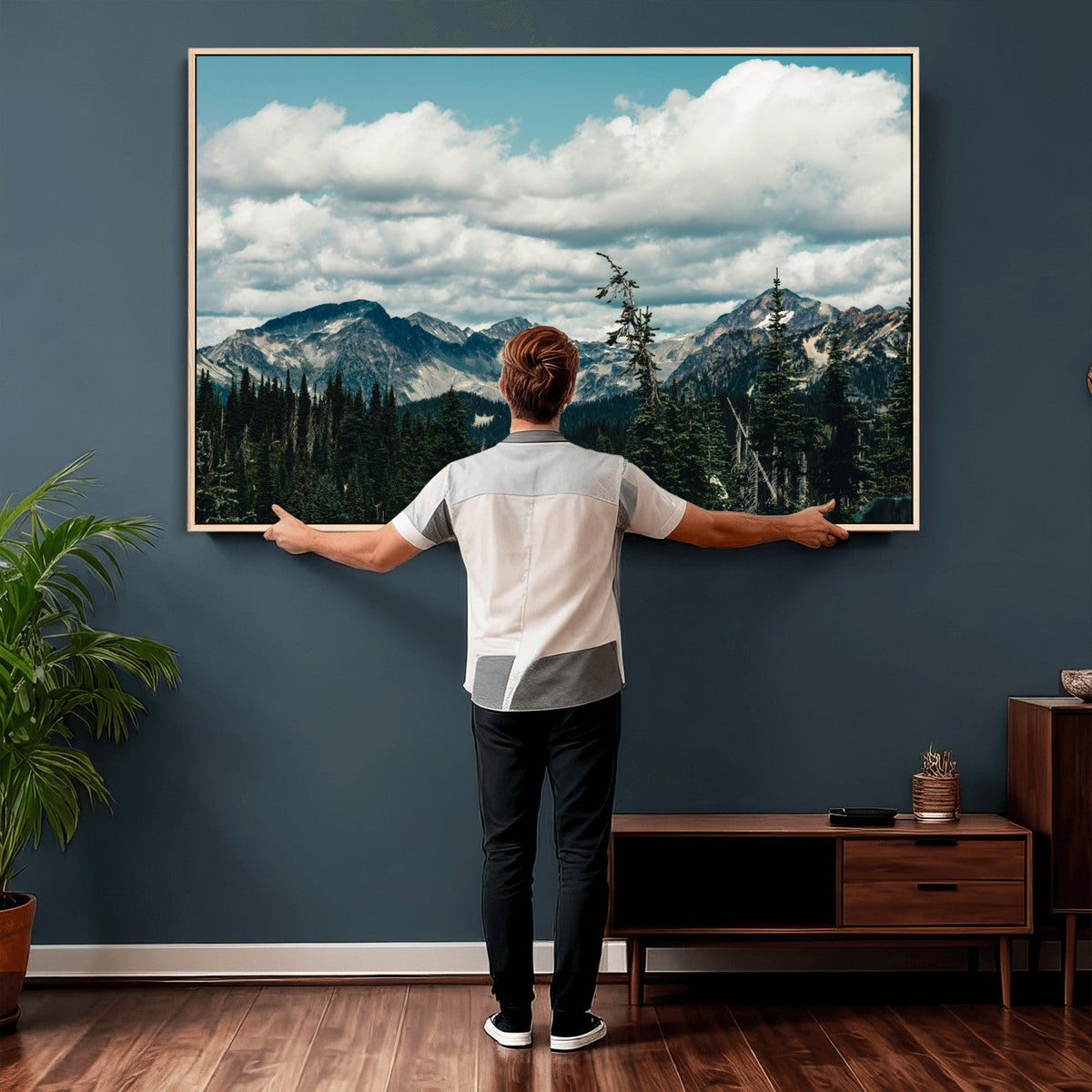 Mountain Forest Wall Art Canvas Print, Alpine Pine Tree