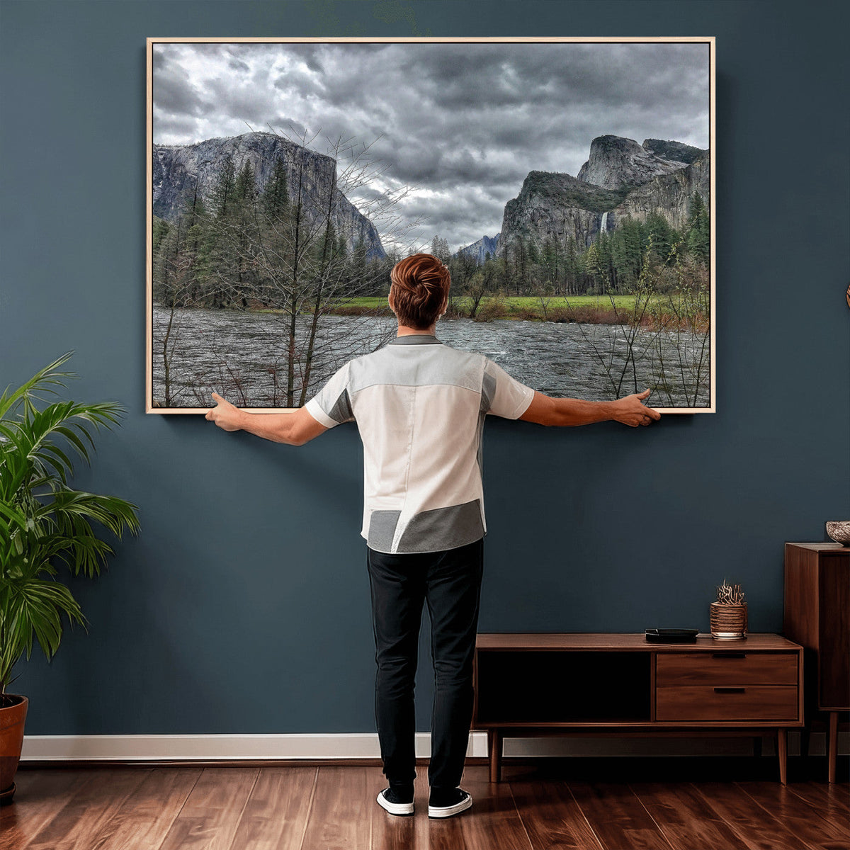 Yosemite Valley River Wall Art Canvas Print, Granite Cliffs