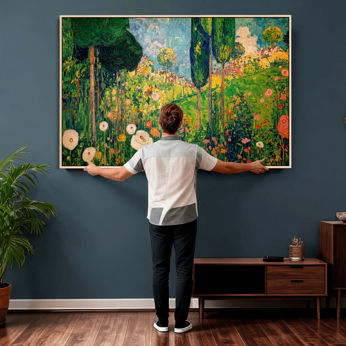 Gustav Klimt Boho Mountain Landscape Large Wall Art,