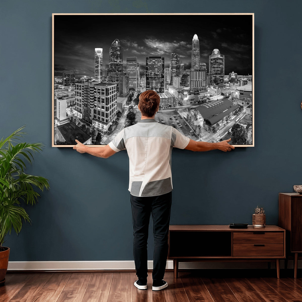 Charlotte Skyline Canvas Wall Art Print – North Carolina Cityscape Photography Print