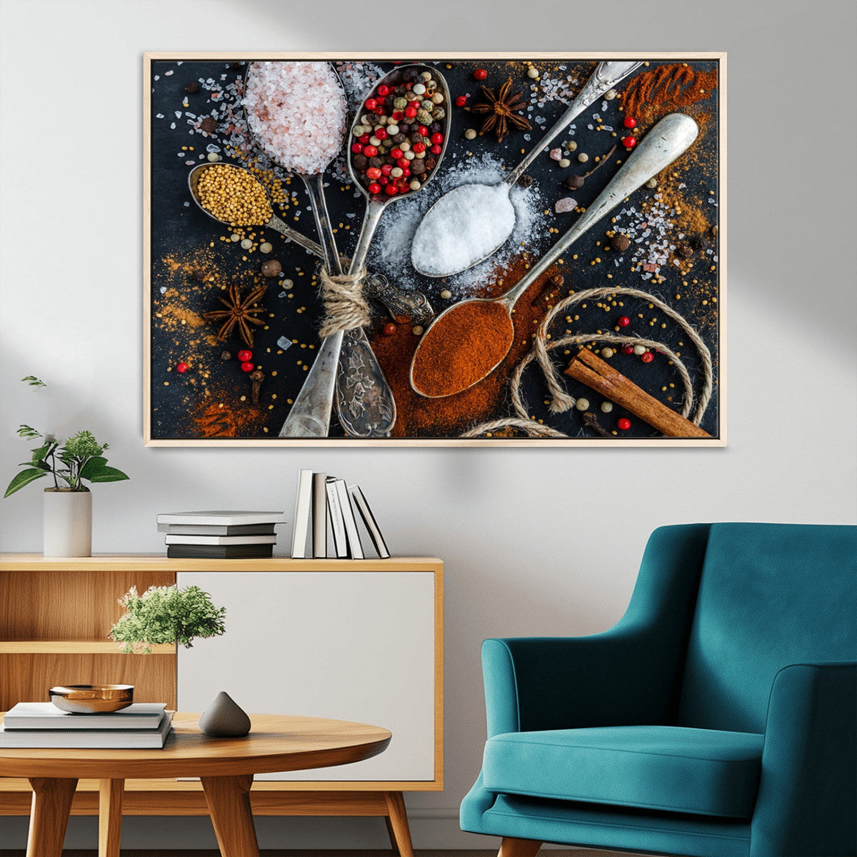 Spices and Seasonings Canvas Wall Art – Colorful Triptych
