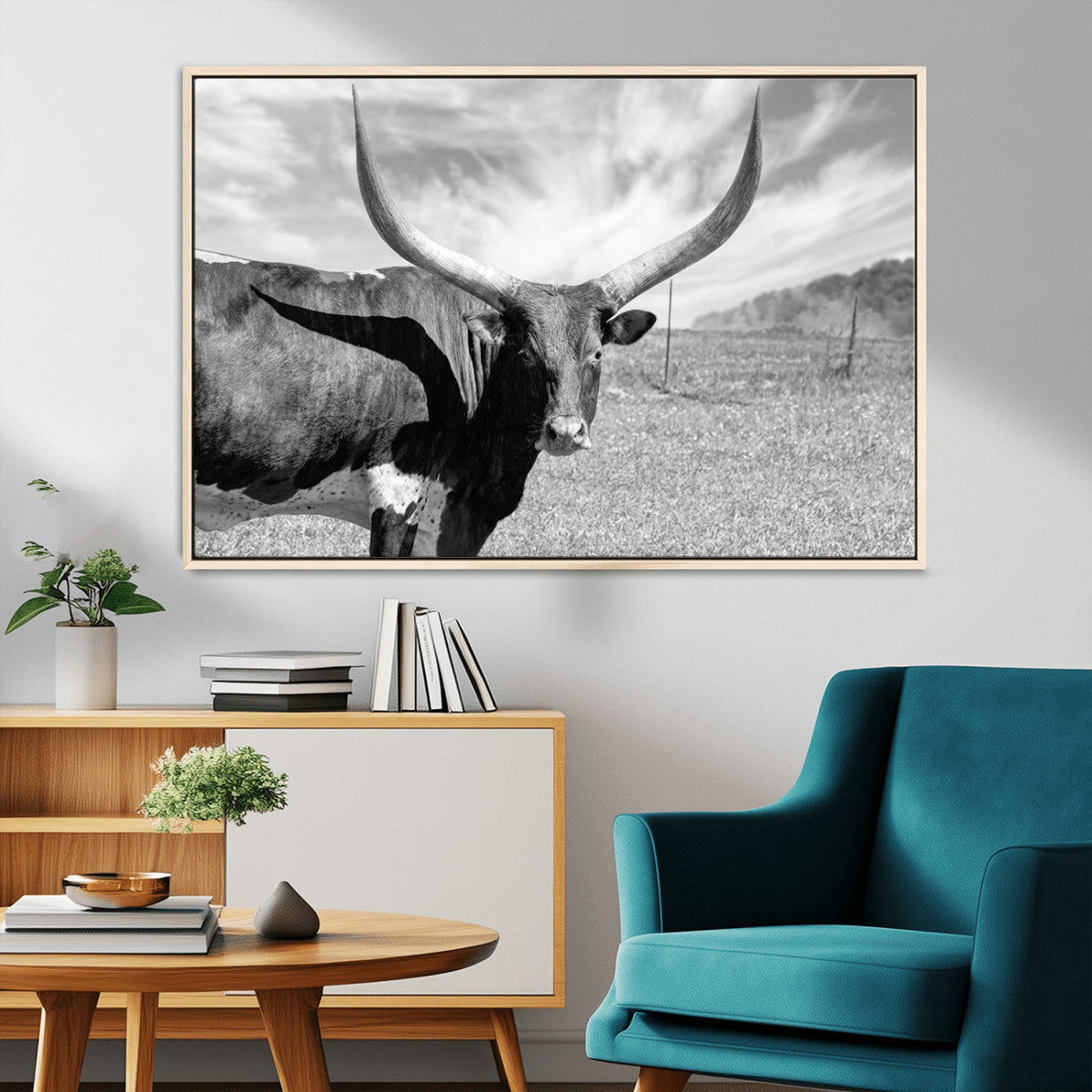 Cattle Wall Art Longhorn Cow Canvas Print