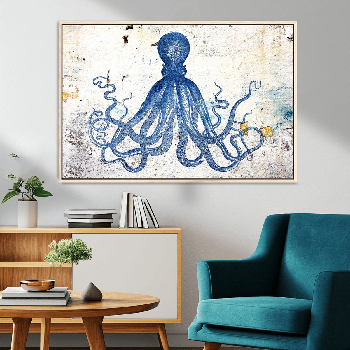 Octopus Canvas Wall Art | Coastal Marine Life Artwork for