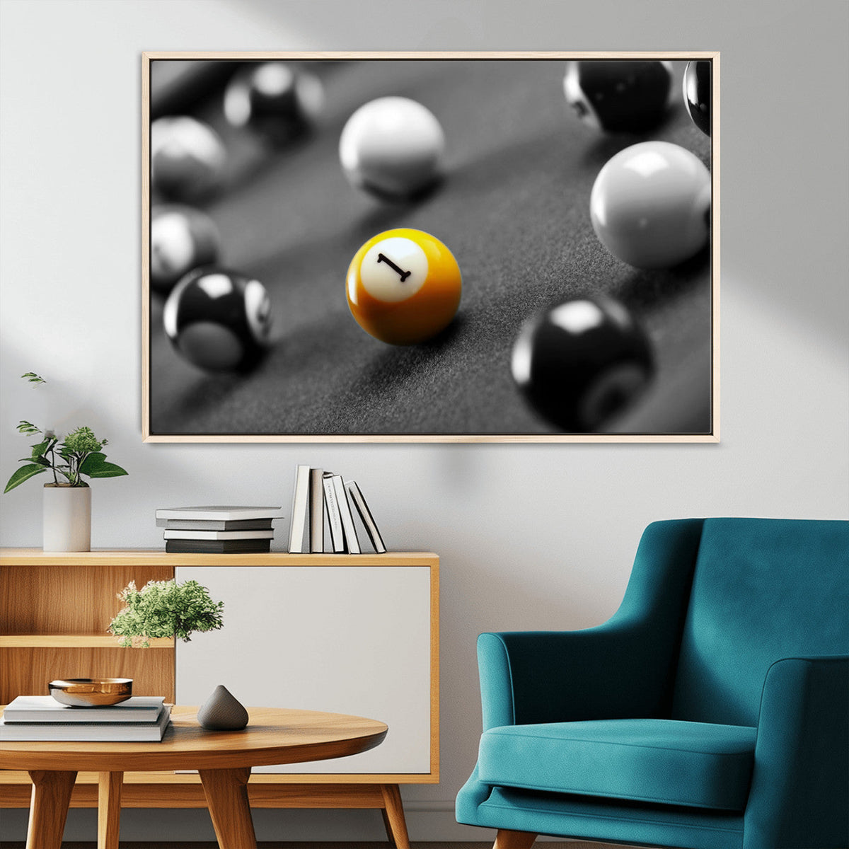 Wall Art Pool Table and Balls Canvas Print