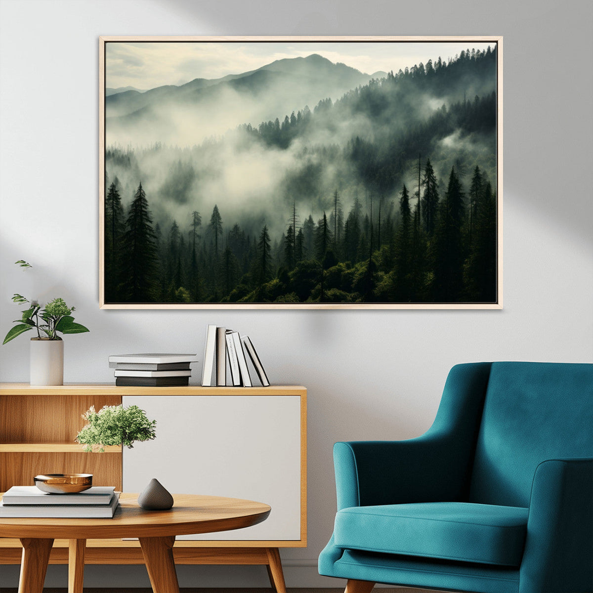 Captivating Misty Forest Wall Art Premium Canvas Print a