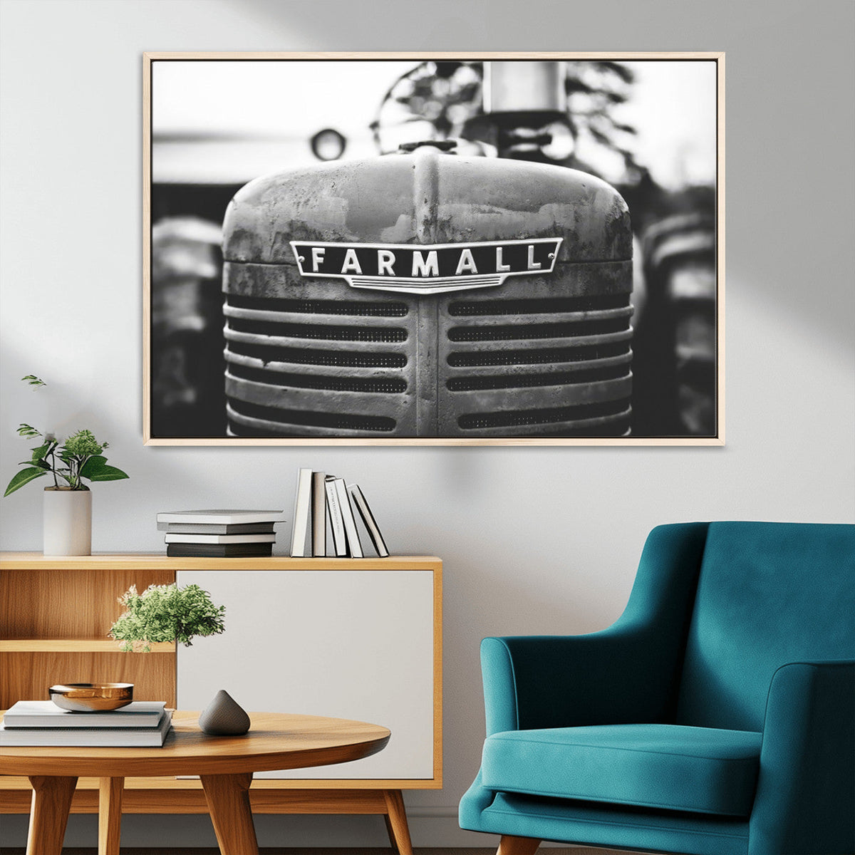 Vintage Farmall Tractor Wall Art Canvas Print, Rustic