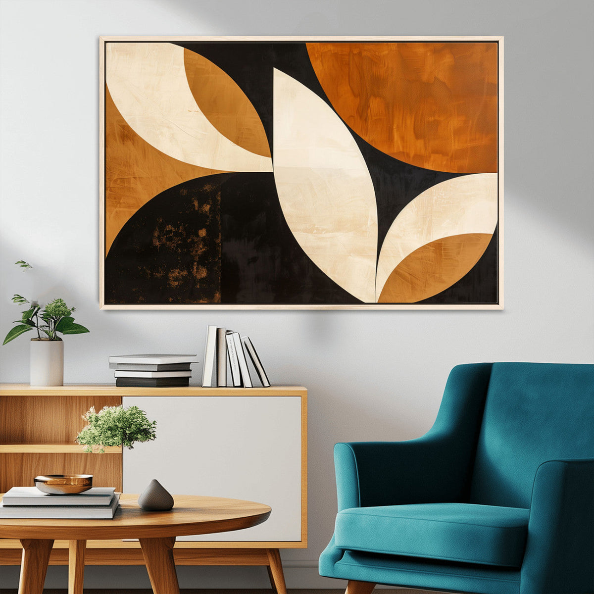 Geometric Abstract Wall Art Canvas Print, Mid Century Modern