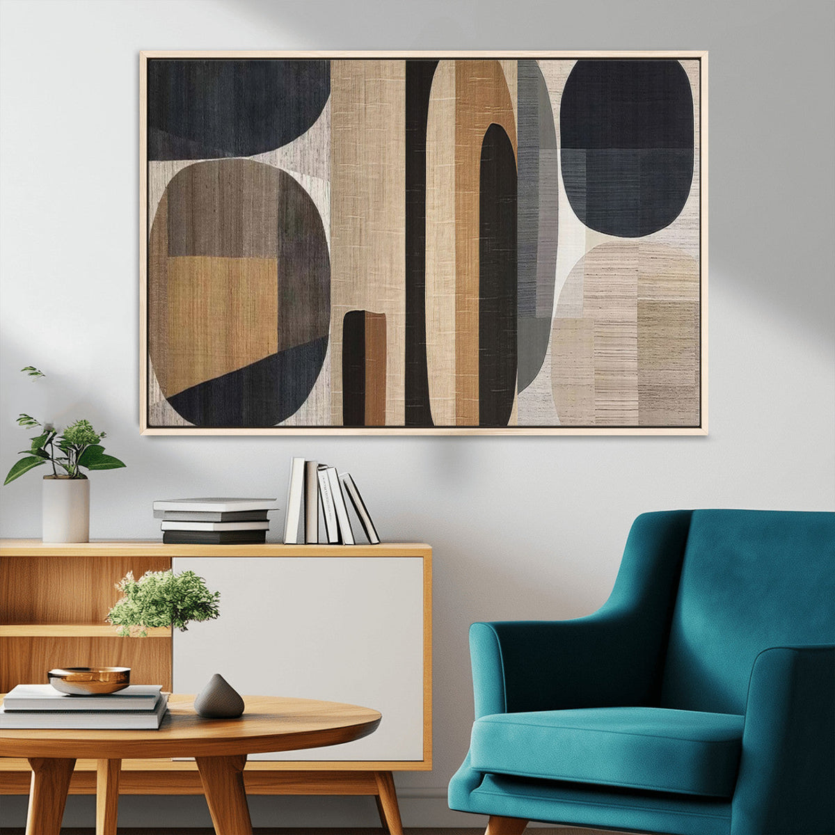 Abstract Minimalist Canvas Wall Art - Neutral Geometric