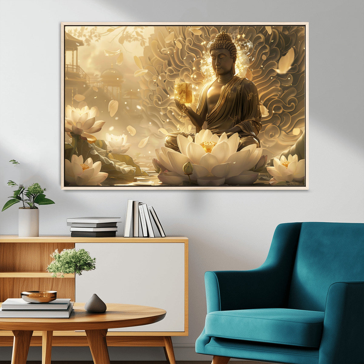 Golden Buddha Wall Art | Yoga Room Decor and Meditation Room