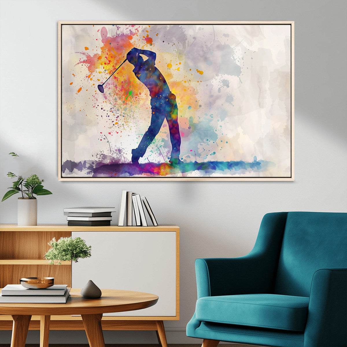 Watercolor Golf Swing Wall Art Canvas Print | Vibrant