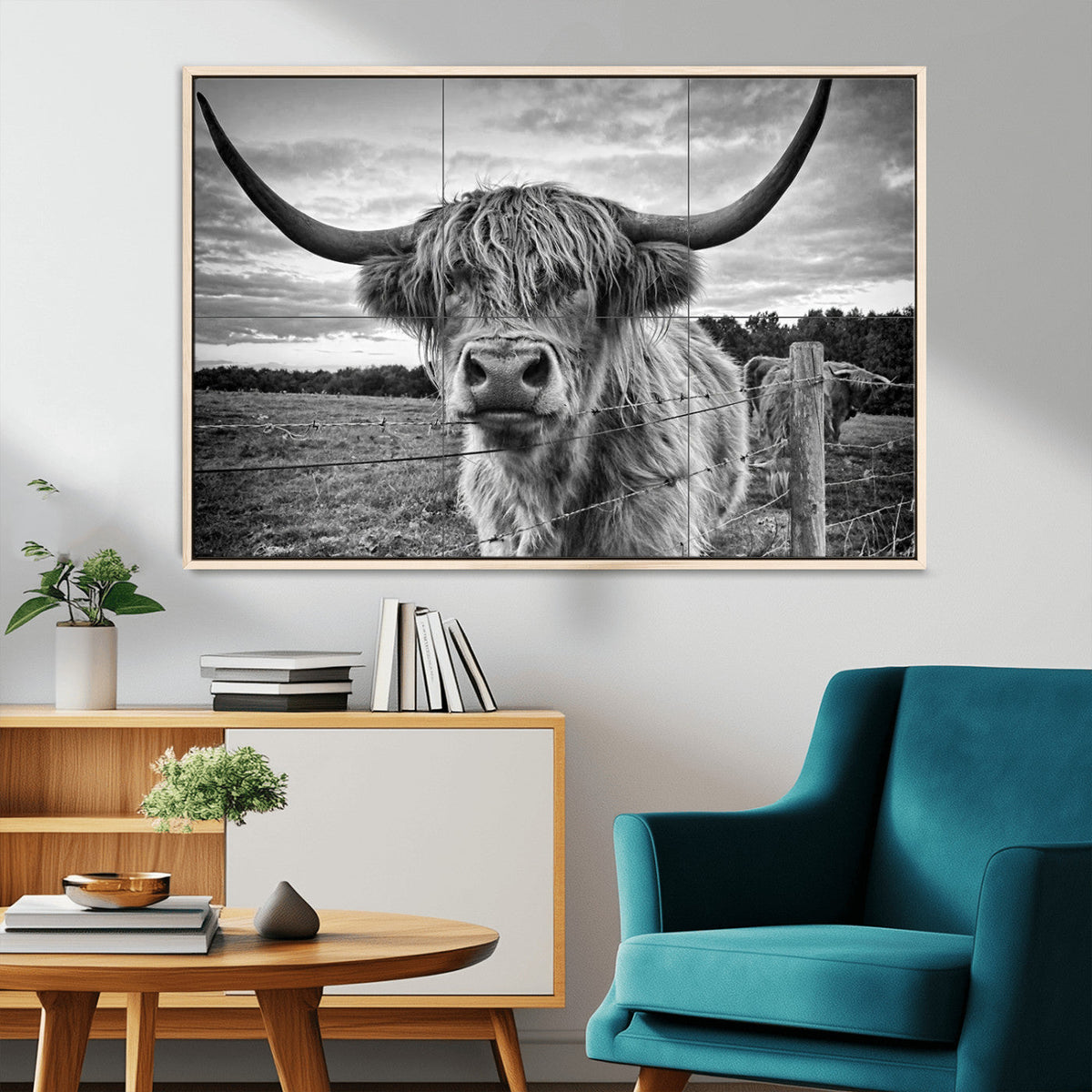 Scottish Highland Cow Wall Art Canvas Print | Ready to Hang