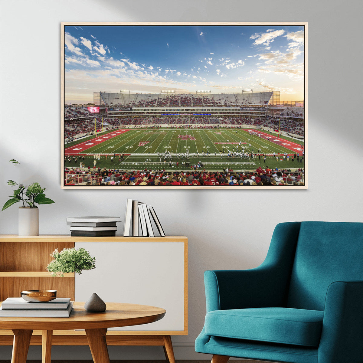 Framed Houston Cougars Football Team Print - Houston TDECU