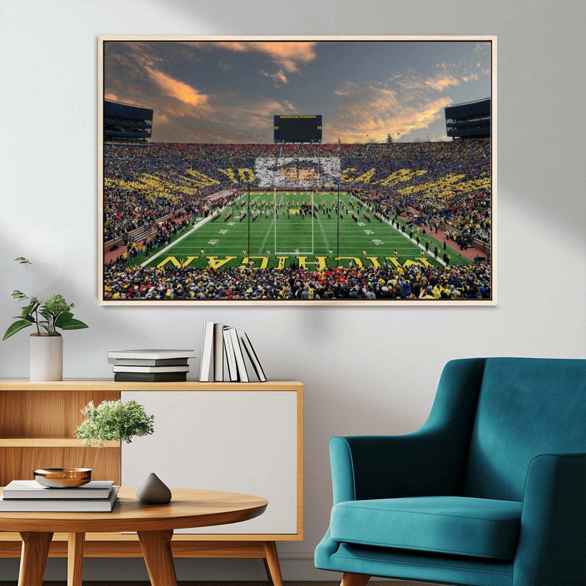 University of Michigan Wolverines Print Canvas, Football