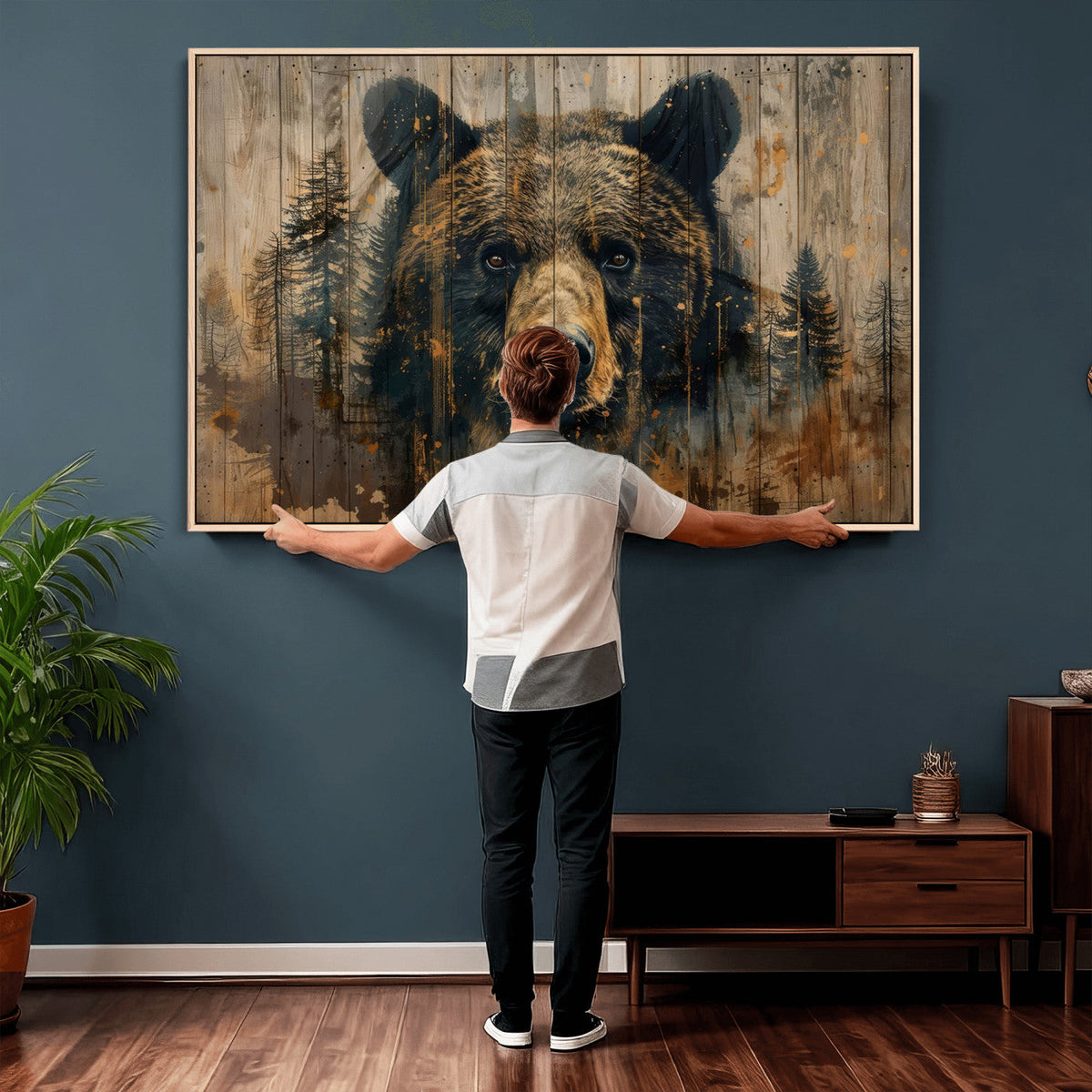 Abstract 399 Bear Wall Art | Rustic Cabin Wall Decor with