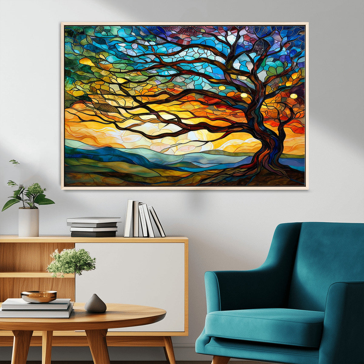 Vibrant Mosaic Tree of Life Wall Art | Stained Glass Style