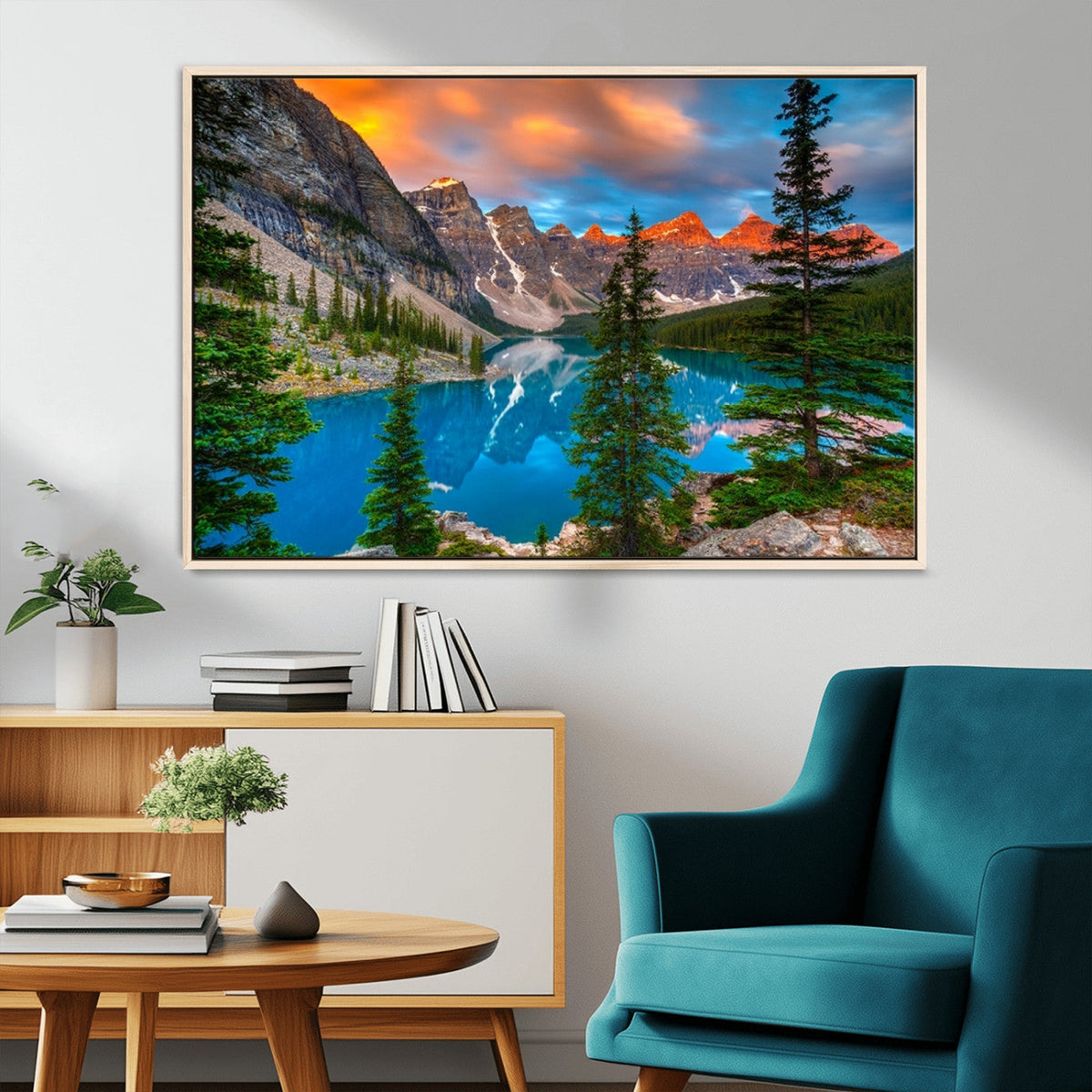 Canadian Rockies Moraine Lake Wall Art Canvas Print, Pine